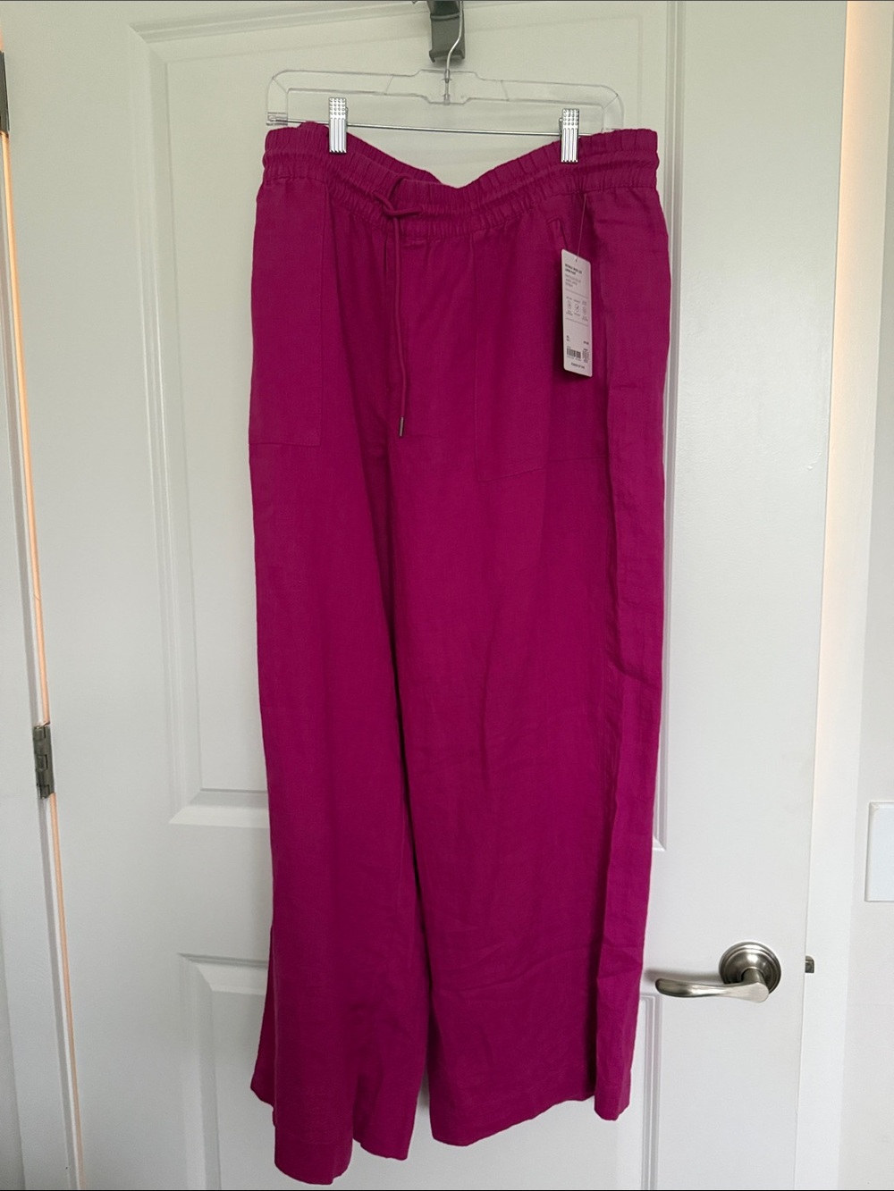Athleta Wide-Leg linen Drawstring Pants in Fuchsia